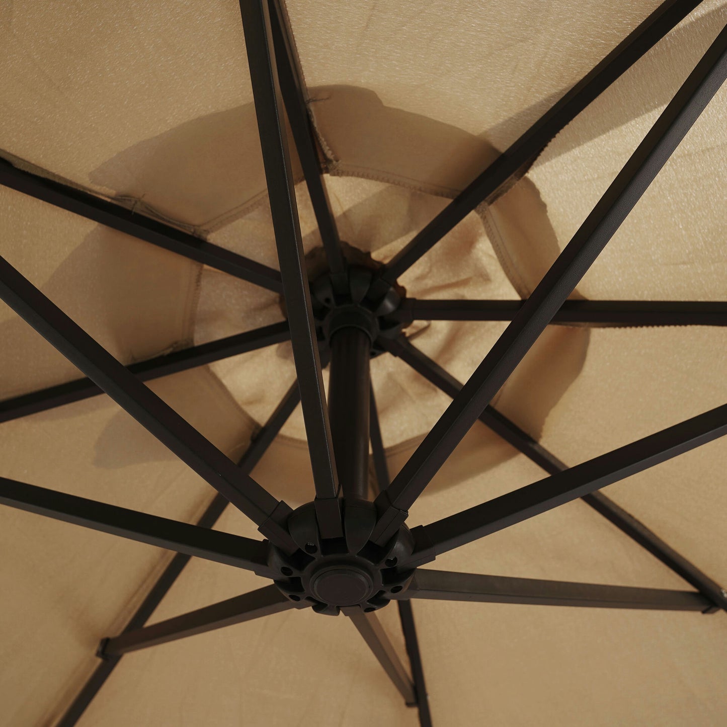 LeisureMod Willry 10 Ft Cantilever Patio Umbrella With Solar Powered LED - Beige