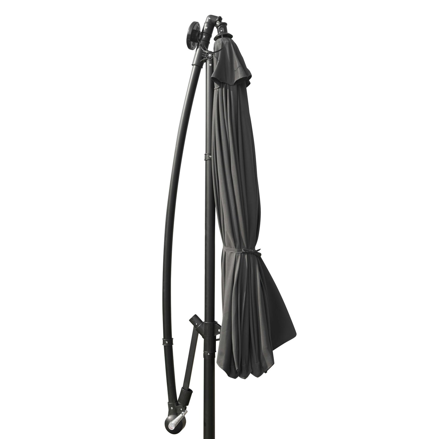 LeisureMod Willry 10 Ft Cantilever Patio Umbrella With Solar Powered LED - Gray