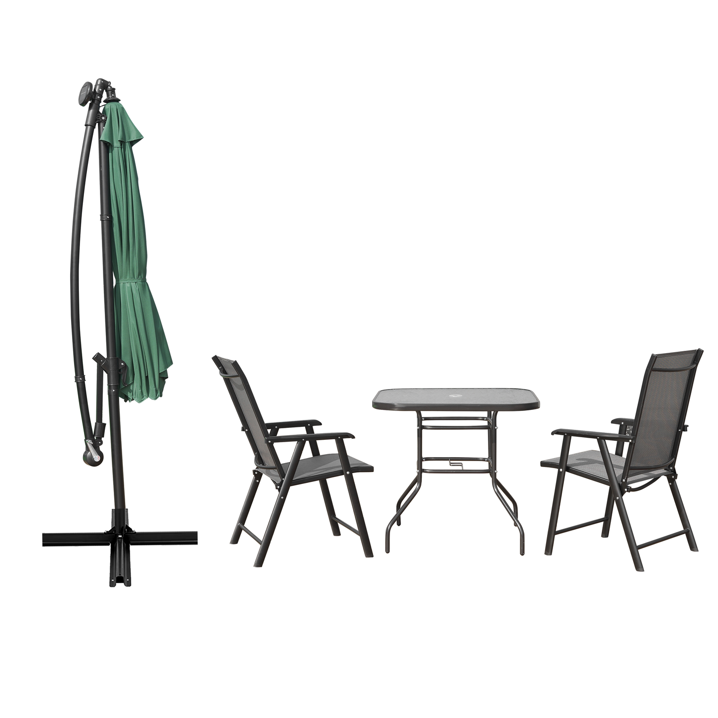 LeisureMod Willry 10 Ft Cantilever Patio Umbrella With Solar Powered LED - Green