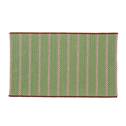Naughty Elf Stripe Christmas Rug - Green 42" x 66"