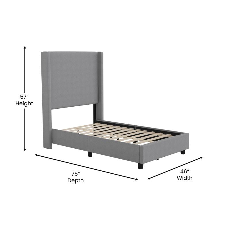 Gray Twin Size Platform Bed