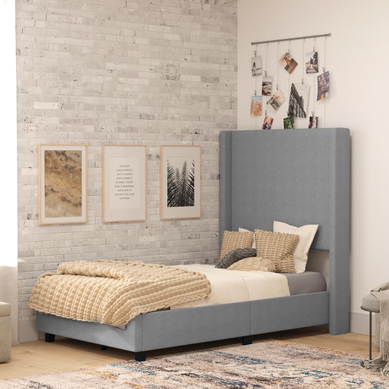 Gray Twin Size Platform Bed