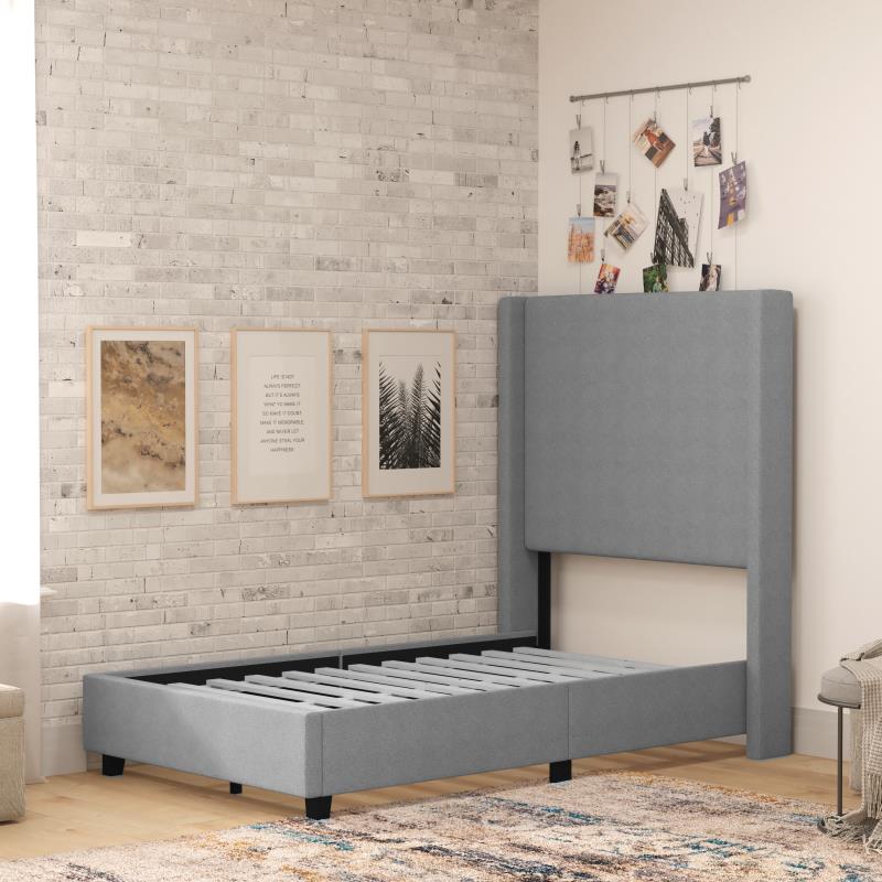 Gray Twin Size Platform Bed