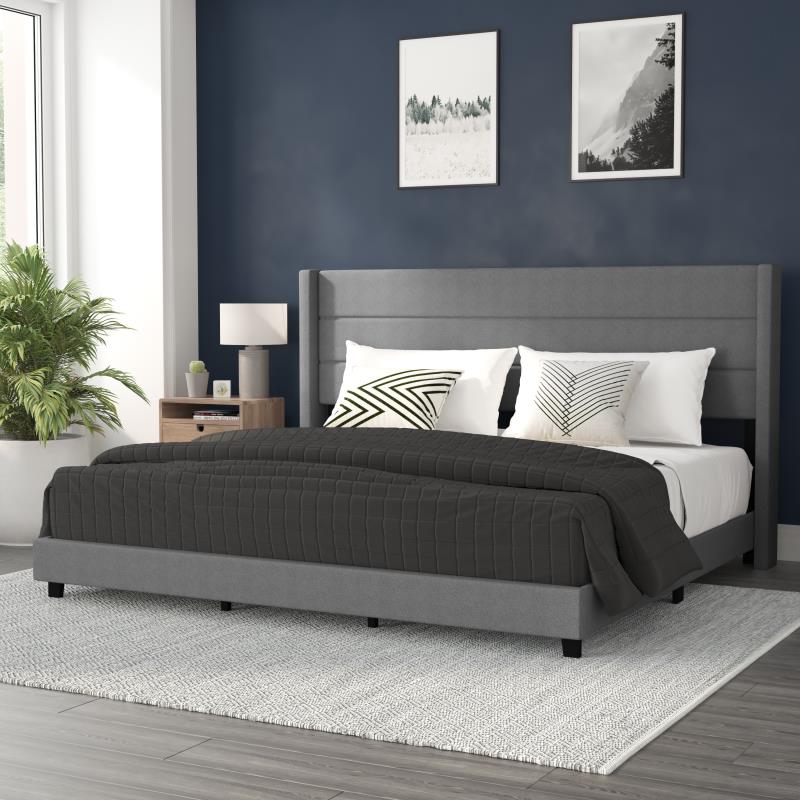 Gray King Platform Bed