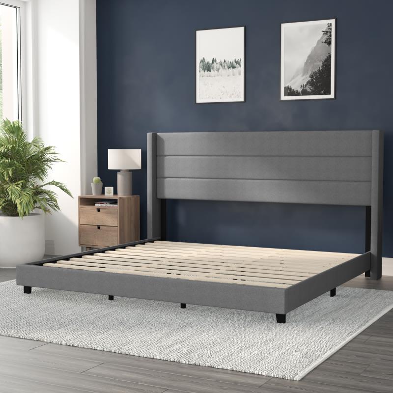 Gray King Platform Bed