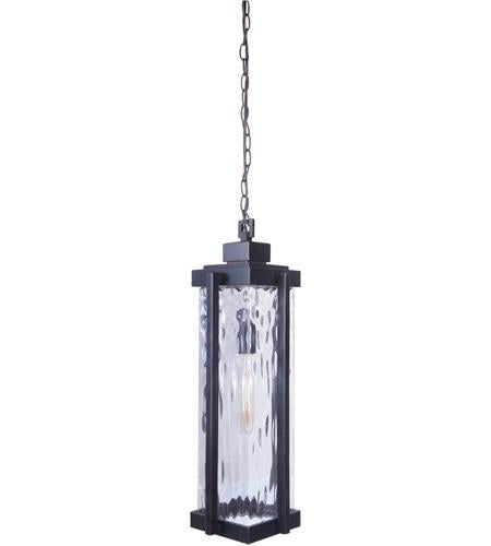 Pyrmont 1 Light Pendant in Oiled Bronze Gilded with Clear Hammered Glass