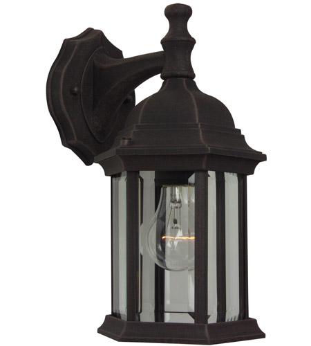 Hex Style 1 Light Medium Wall Mount in Rust with Clear Beveled Glass
