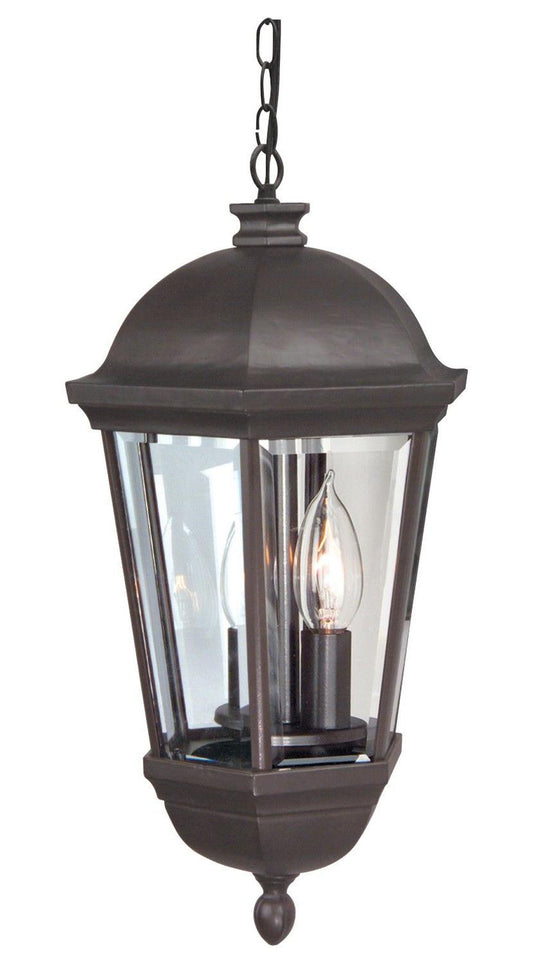 Britannia 3 Light Pendant in Oiled Bronze with Clear Beveled Glass