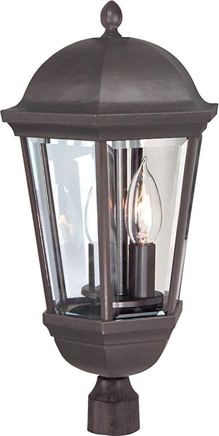 Britannia 3 Light Post Mount in Oiled Bronze with Clear Beveled Glass