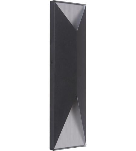 Peak 2 Light Large LED Outdoor Pocket Sconce in Matte Black/Brushed Aluminum