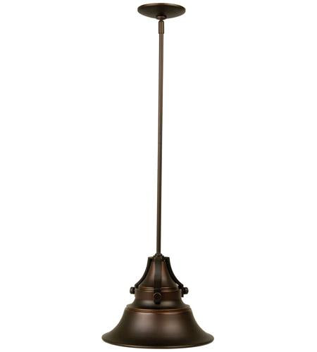 Union 1 Light Medium Pendant in Oiled Bronze Gilded with Metal Shade