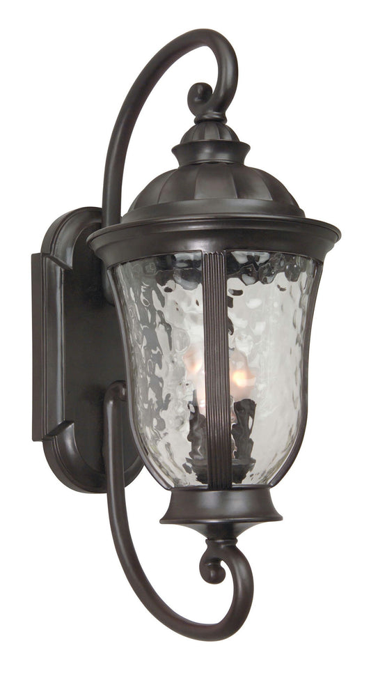 Frances 3 Light Large Wall Mount in Oiled Bronze with Clear Hammered Glass