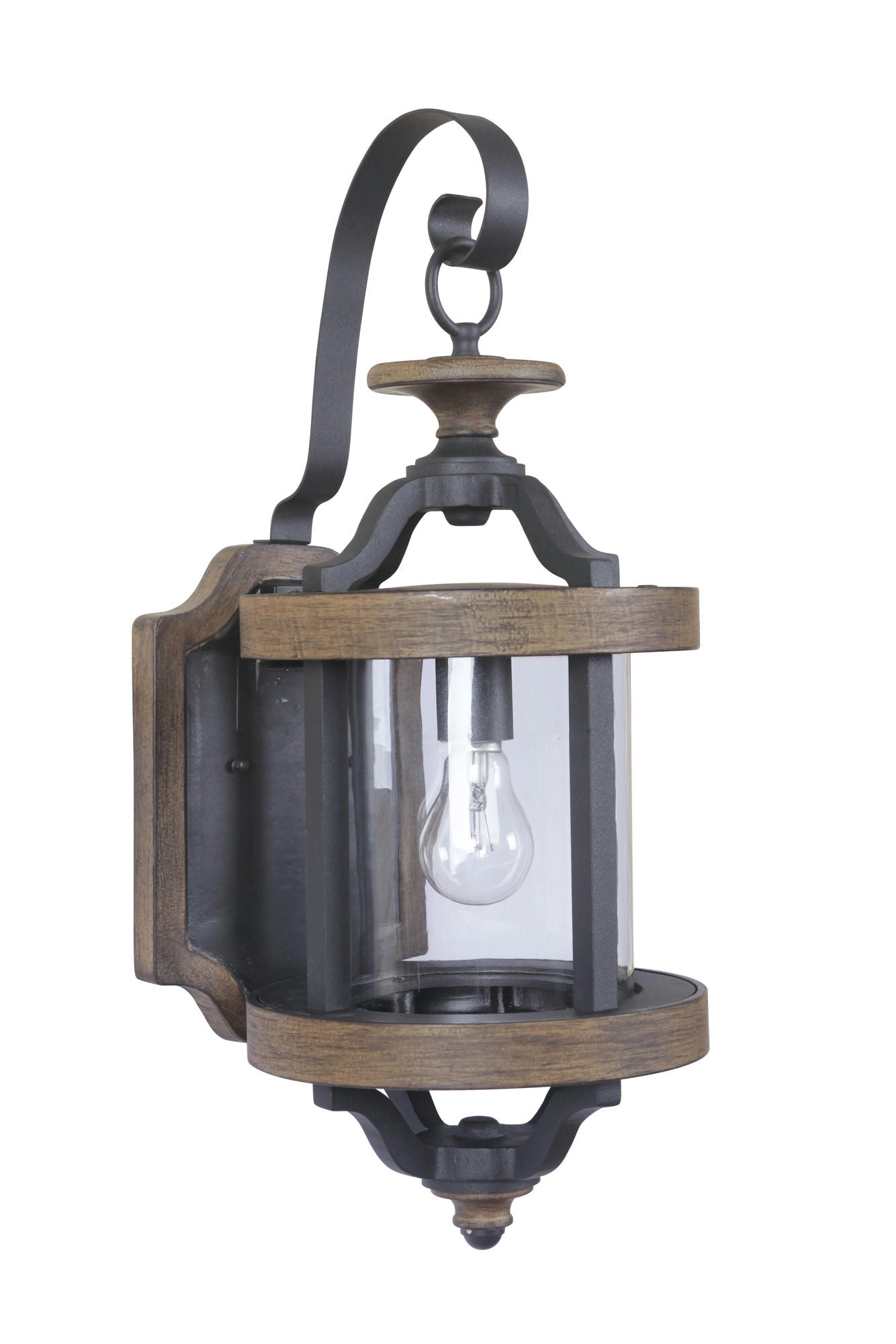 Ashwood 1 Light Medium Wall Mount Textured Black/Whiskey Barrel w/ Clear Glass