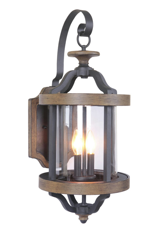 Ashwood 2 Light Large Wall Mount in Textured Black/Whiskey Barrel w/ Clear Glass