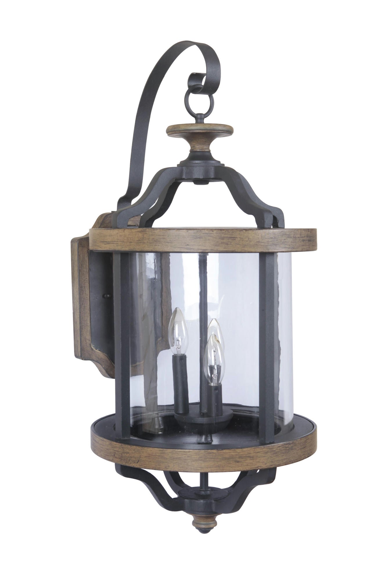 Ashwood 3 Light Extra L Wall Mount Textured Black/Whiskey Barrel w/ Clear Glass
