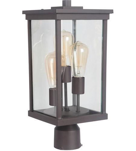 Riviera III 3 Light Large Post Mount in Oiled Bronze with Clear Beveled Glass