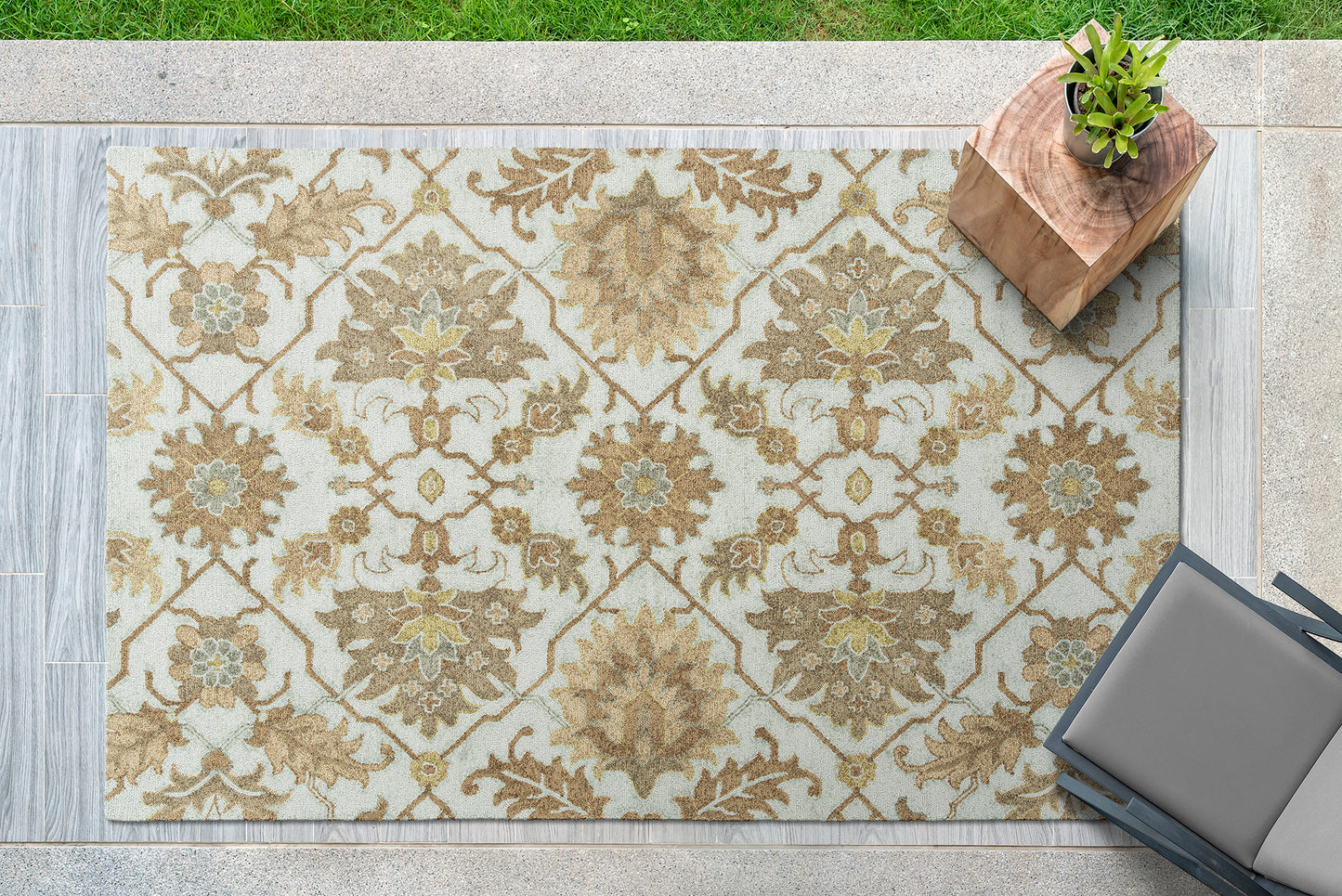 Kaleen Zocalo Collection Light Spa Throw Rug 2' x 3'