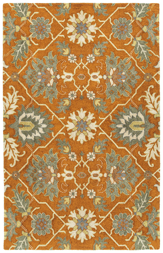 Kaleen Zocalo Collection Bright Orange Area Rug 8' x 10'