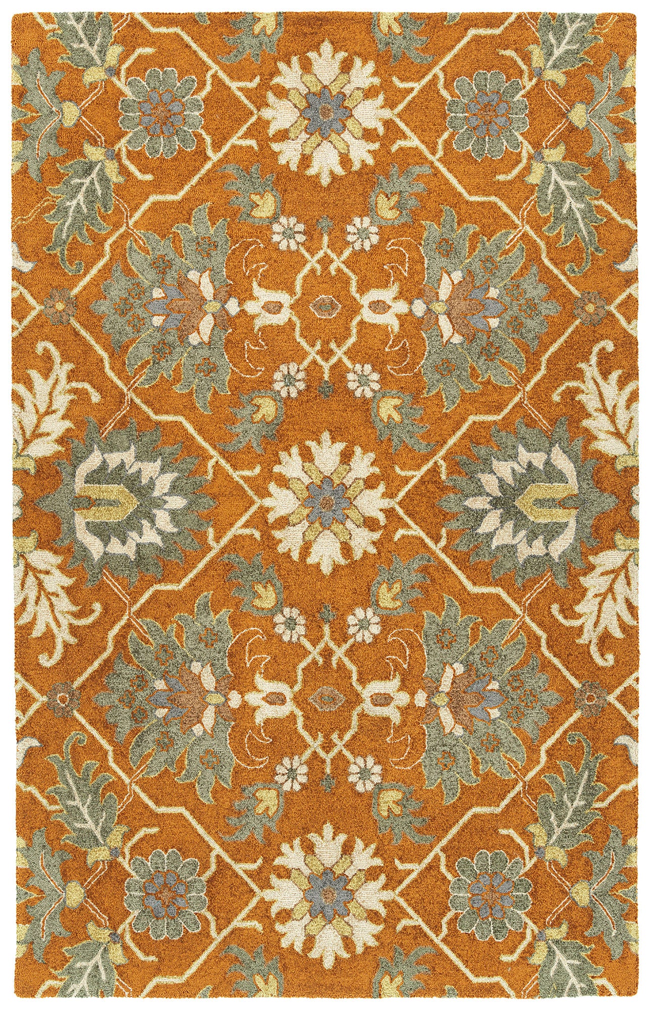 Kaleen Zocalo Collection Bright Orange Throw Rug 3' x 5'