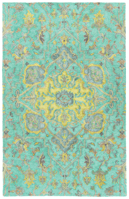 Kaleen Zocalo Collection Bright Mint Area Rug 5' x 7'
