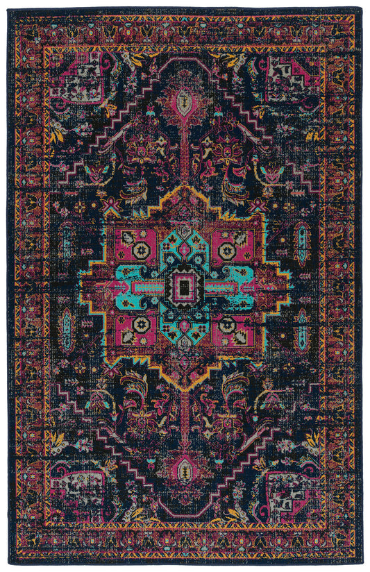 Kaleen Zuma Beach Collection Navy Pink Area Rug 9' x 12'