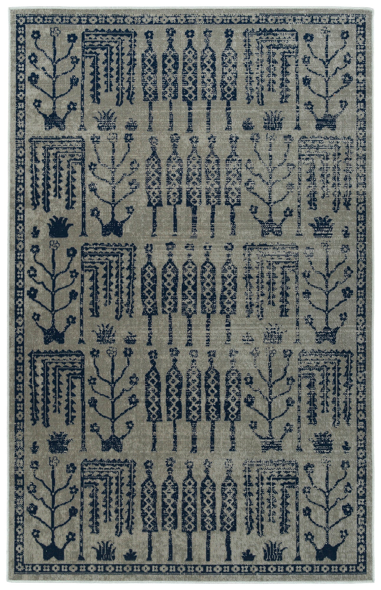 Kaleen Zuma Beach Collection Blue Gray Area Rug 5'3" x 7'3"