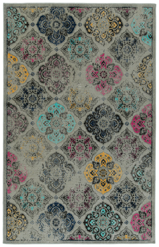 Kaleen Zuma Beach Collection Bright Grey Area Rug 5'3" x 7'3"