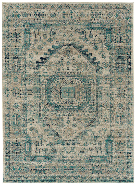 Kaleen Zuma Beach Collection Light Turquoise Area Rug 7'10" x 10'