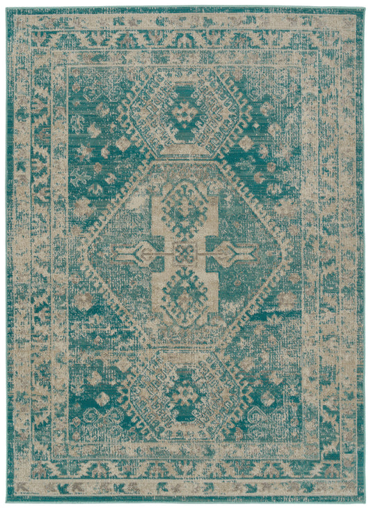 Kaleen Zuma Beach Collection Turquoise Sand Area Rug 7'10" x 10'
