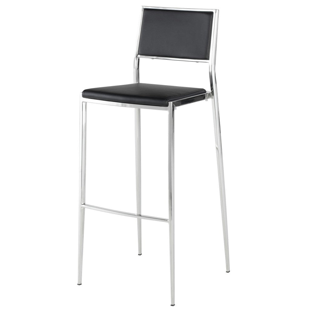 Aaron Black Naugahyde Bar Stool