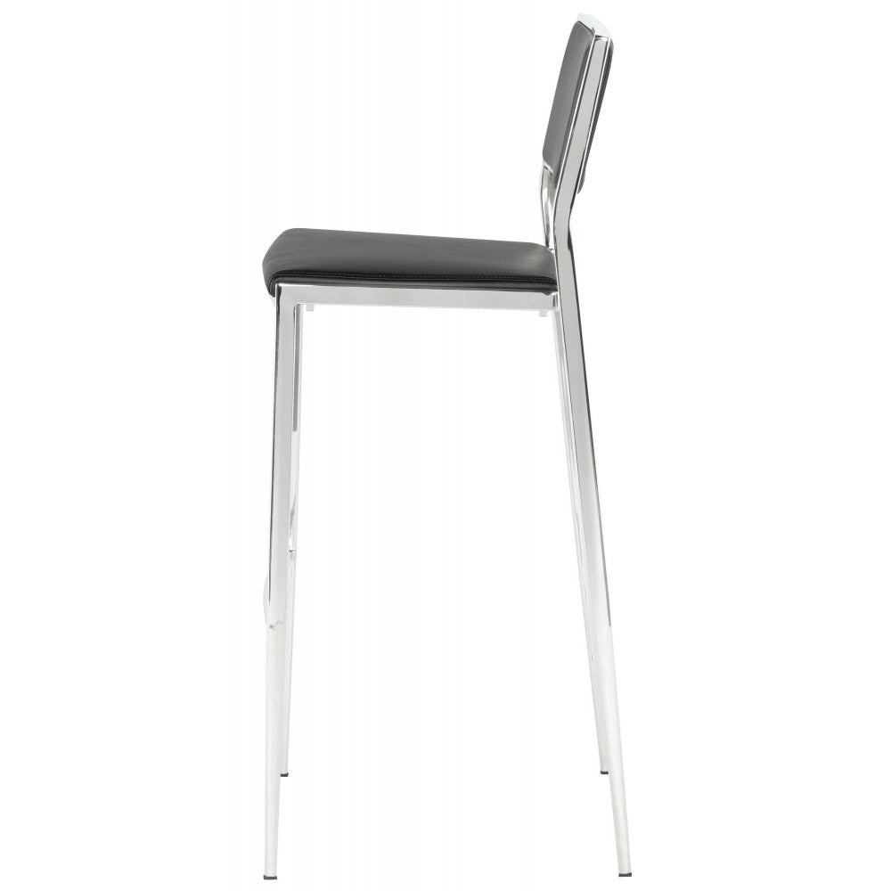 Aaron Black Naugahyde Bar Stool