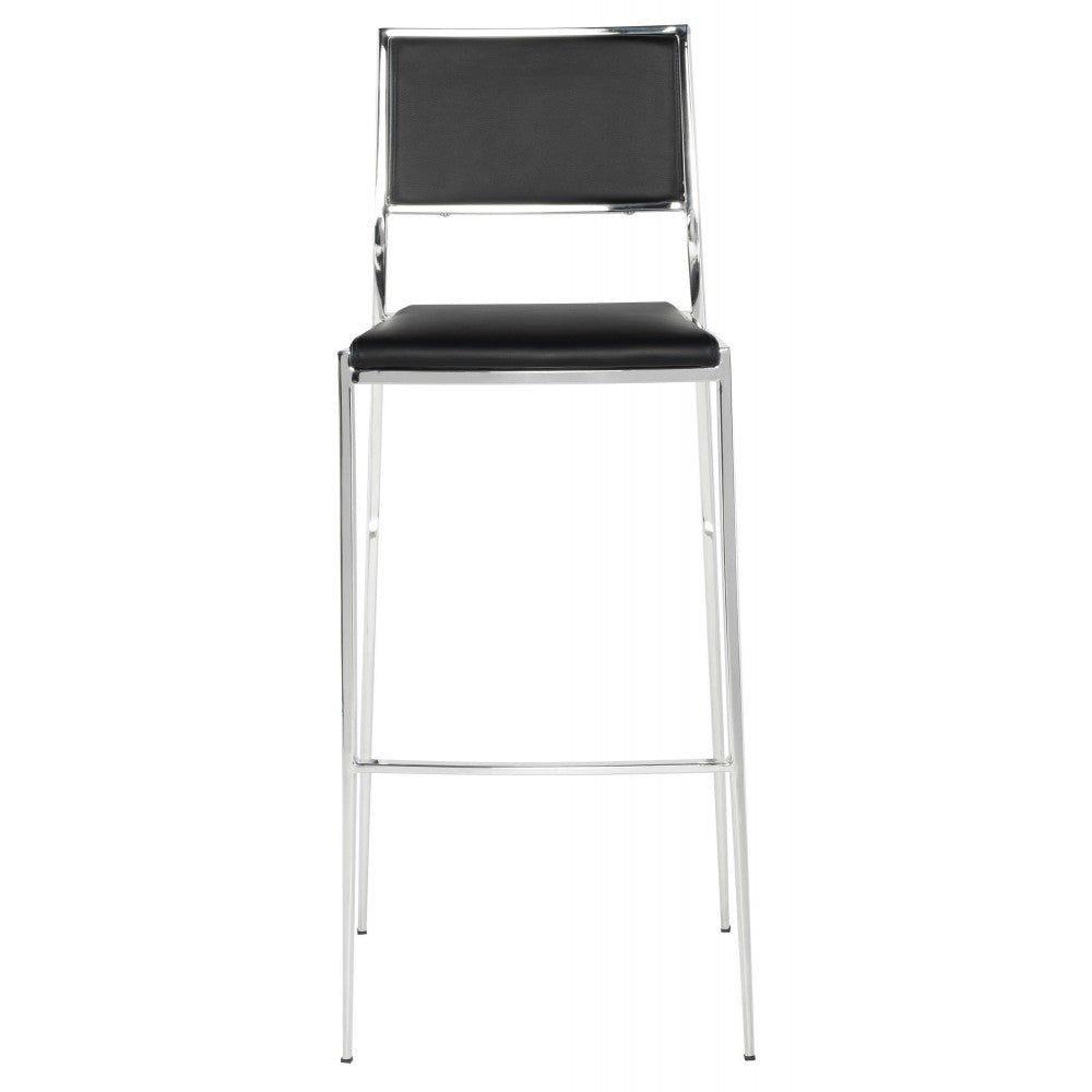 Aaron Black Naugahyde Bar Stool