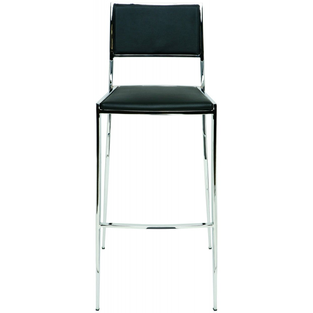 Aaron Black Naugahyde Bar Stool