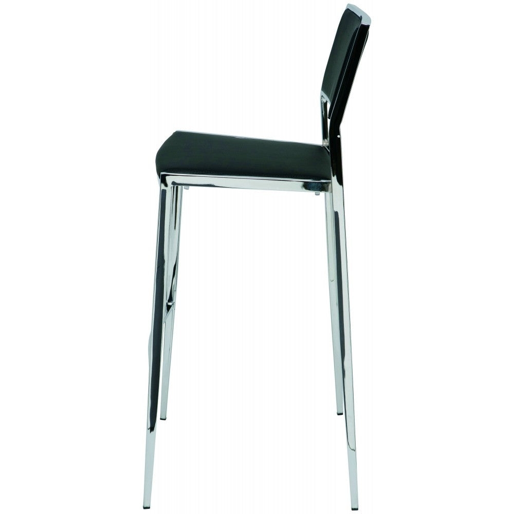 Aaron Black Naugahyde Bar Stool