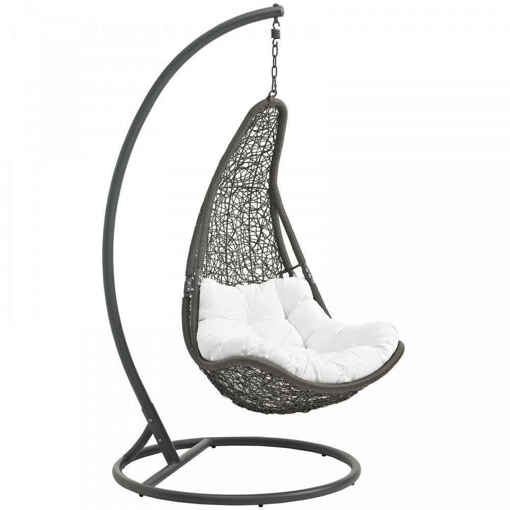 Abate Outdoor Patio Swing Chair With Stand, Gray White