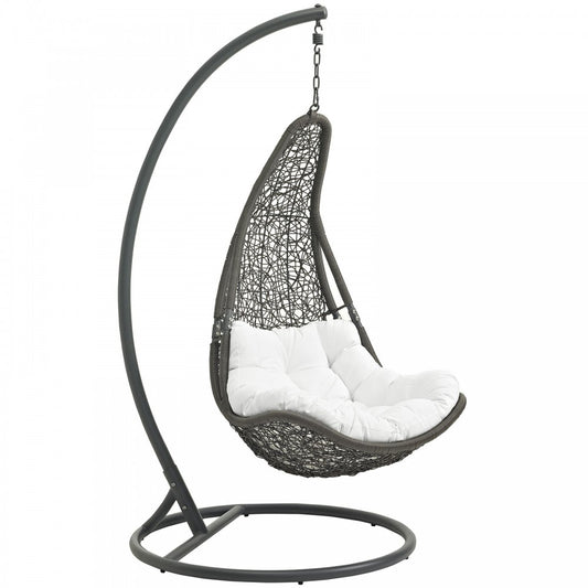 Abate Outdoor Patio Swing Chair With Stand, Gray White
