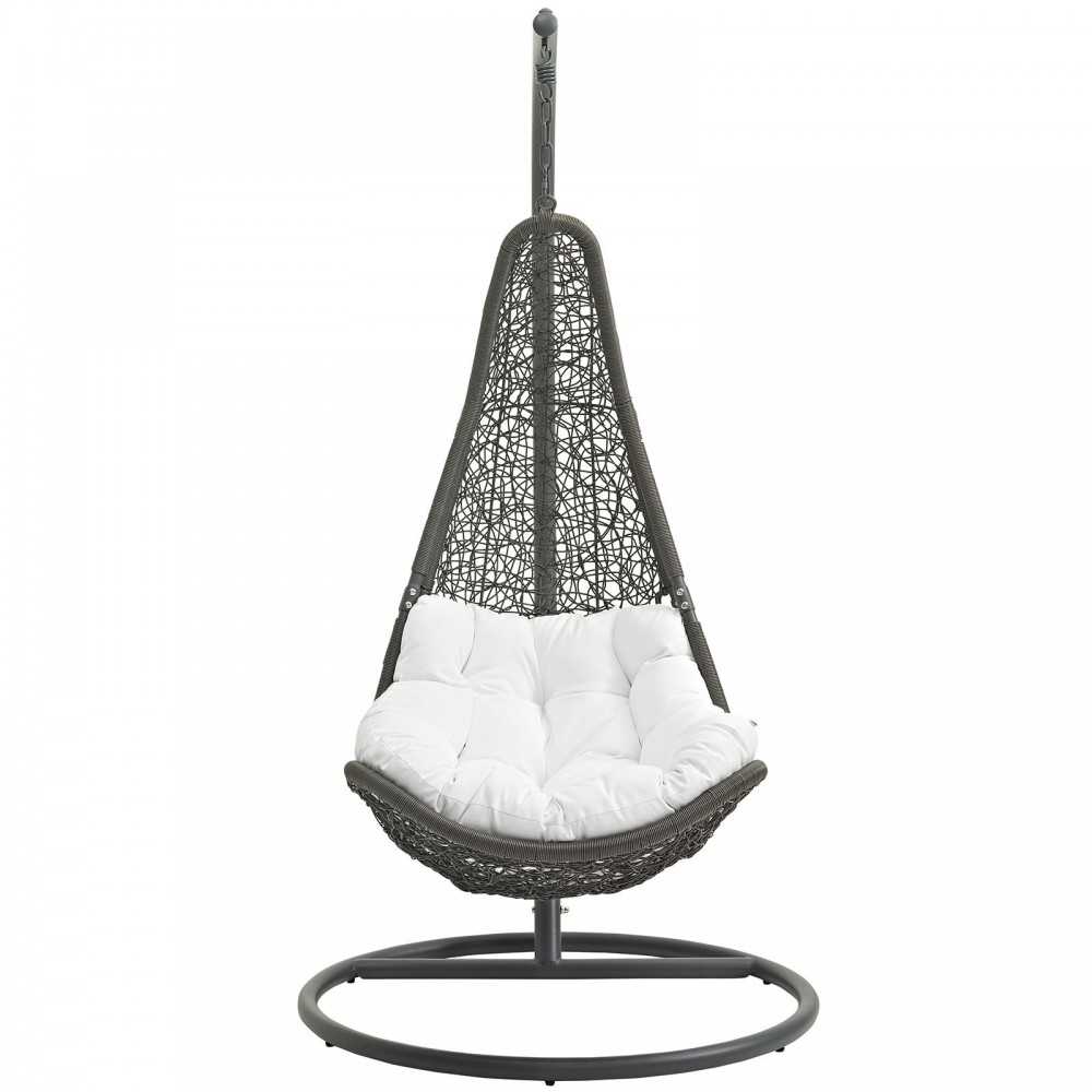 Abate Outdoor Patio Swing Chair With Stand, Gray White