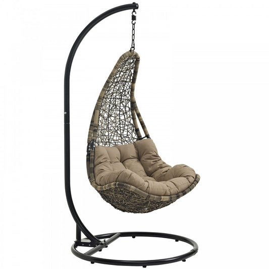 Abate Outdoor Patio Swing Chair With Stand, Black Mocha