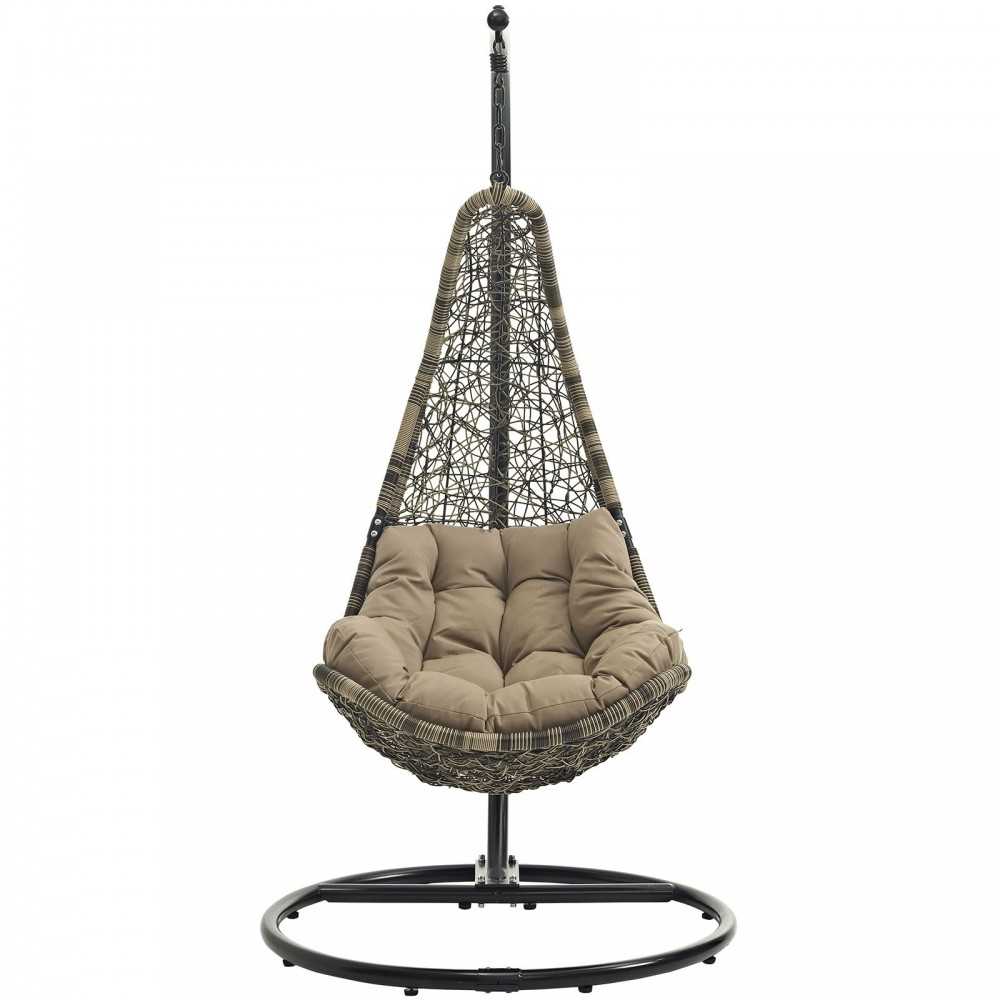 Abate Outdoor Patio Swing Chair With Stand, Black Mocha