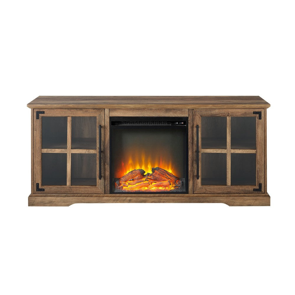 Abigail 60" 2 Door Fireplace Console - Rustic Oak