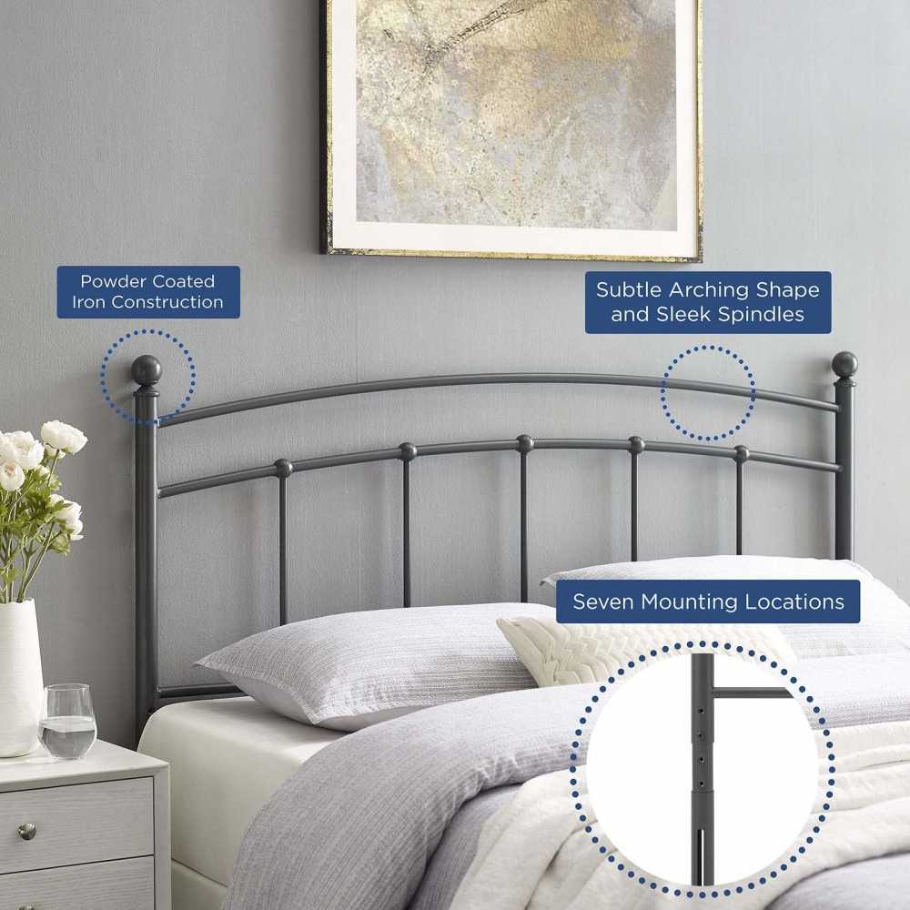 Abigail Full Metal Headboard, Gray