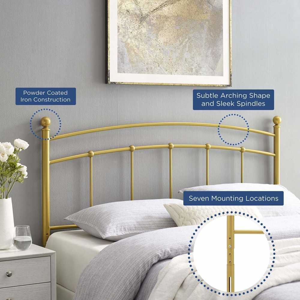 Abigail King Metal Headboard, Gold