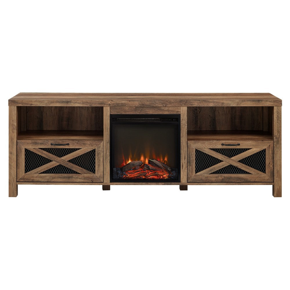 Abilene 70" Rustic Farmhouse Fireplace TV Stand - Rustic Oak