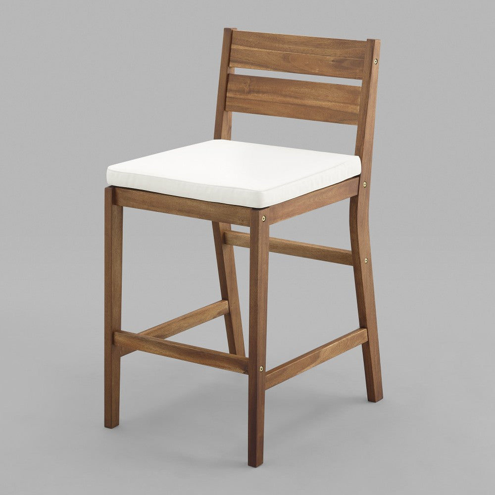 Acacia Wood Counter Stools, Set of 2 - Brown