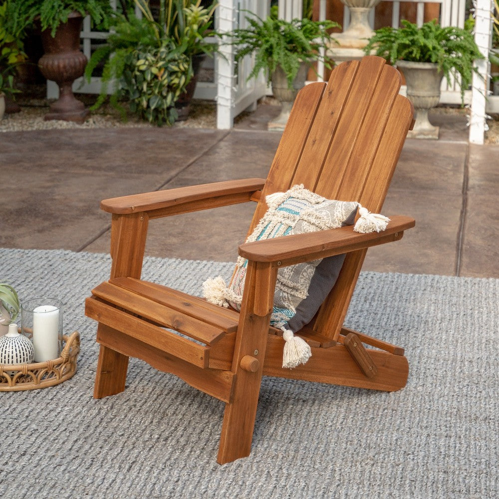 Acacia Wood Outdoor Patio Adirondack Chair - Brown