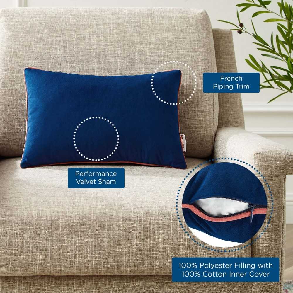 Accentuate 18" Lumbar Performance Velvet Throw Pillow, Navy Blossom
