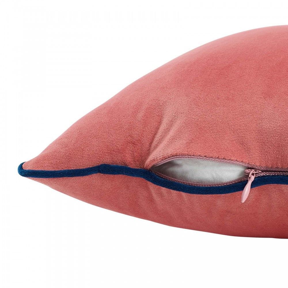Accentuate 18" Lumbar Performance Velvet Throw Pillow, Blossom Navy