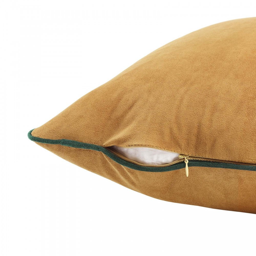 Accentuate 18" Performance Velvet Throw Pillow, Cognac Green