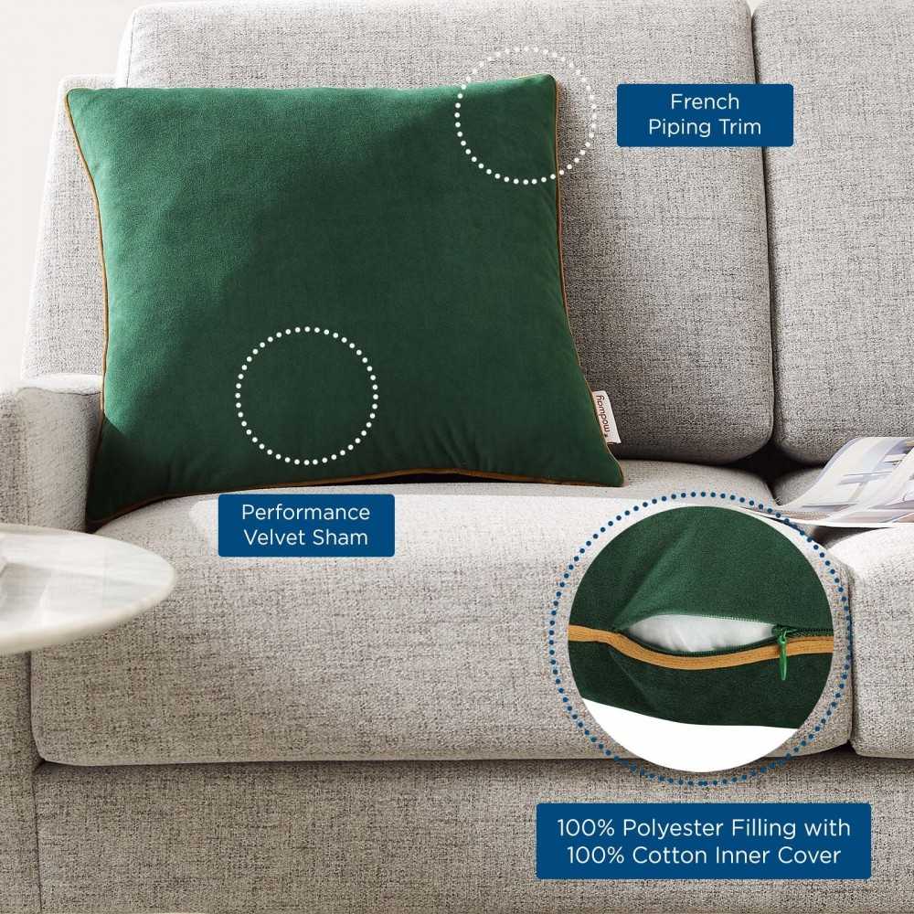 Accentuate 18" Performance Velvet Throw Pillow, Green Cognac
