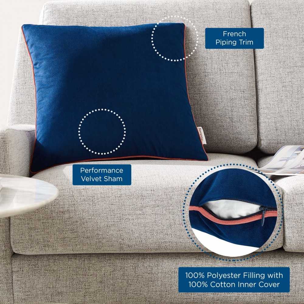 Accentuate 18" Performance Velvet Throw Pillow, Navy Blossom